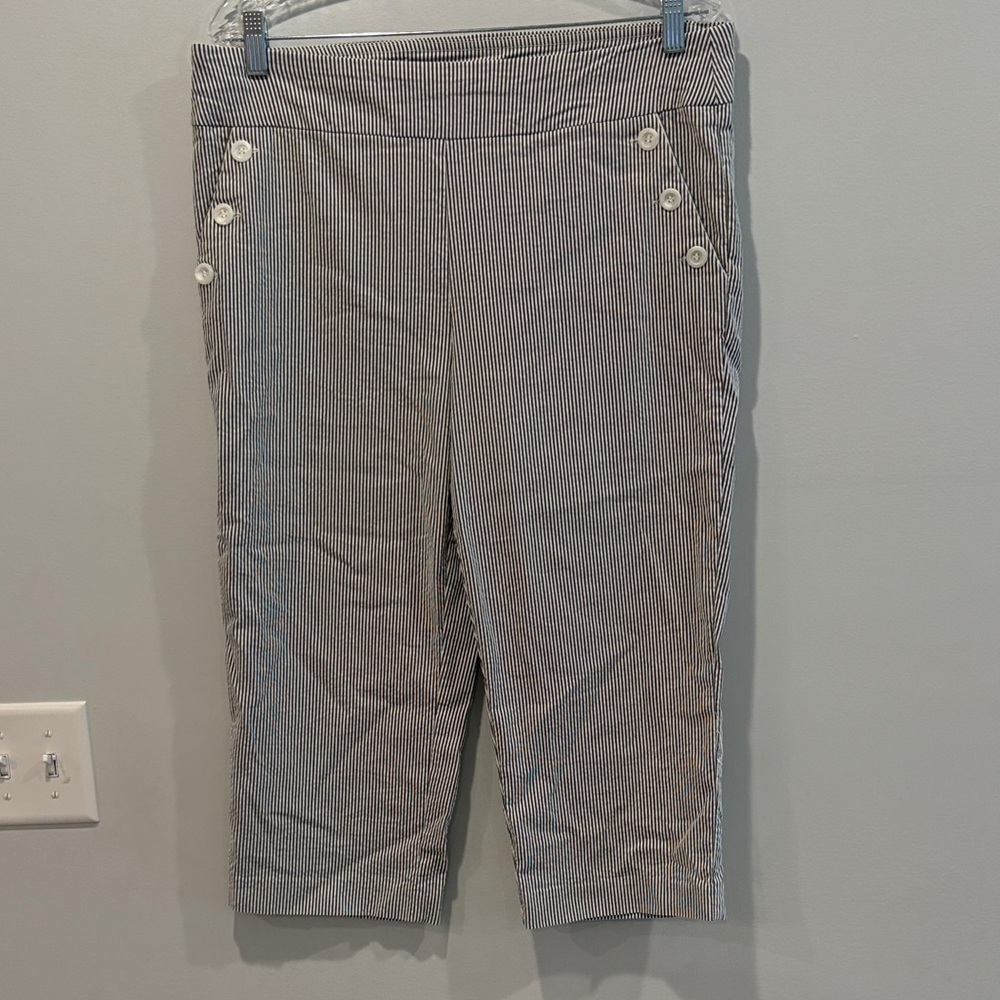 Counterparts Black and White Striped Capris